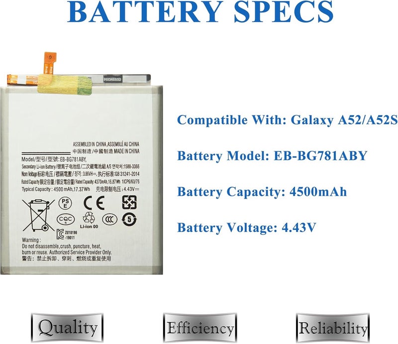 MAXSHARKS New Upgraded Battery for Galaxy A52 / A52s, EB-BG781ABY Replacement Battery Compatible with Samsung Galaxy A52 / A52s, with Repair Tools & Instruction - Image 4